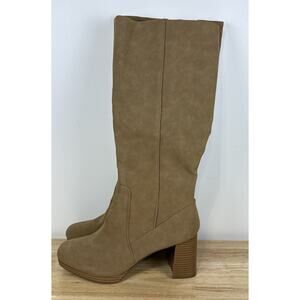 a.n.a Memory Foam Gould Stacked Heel Knee High Boots Tan Light Brown Size 11 Med